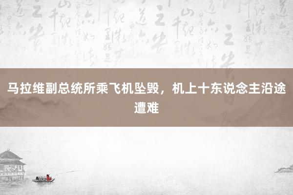 马拉维副总统所乘飞机坠毁，机上十东说念主沿途遭难