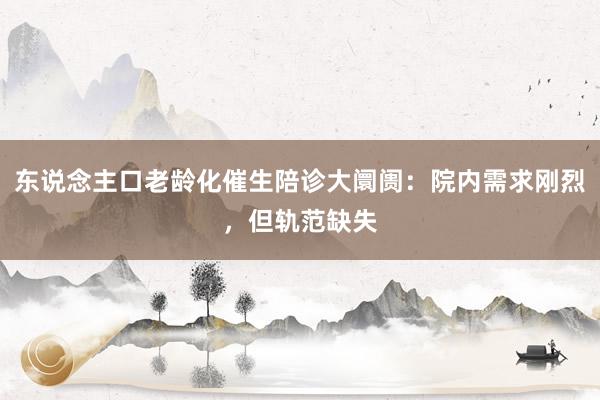 东说念主口老龄化催生陪诊大阛阓：院内需求刚烈，但轨范缺失