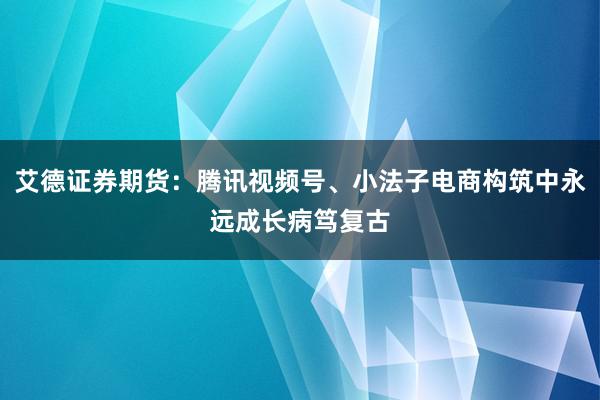 艾德证券期货：腾讯视频号、小法子电商构筑中永远成长病笃复古