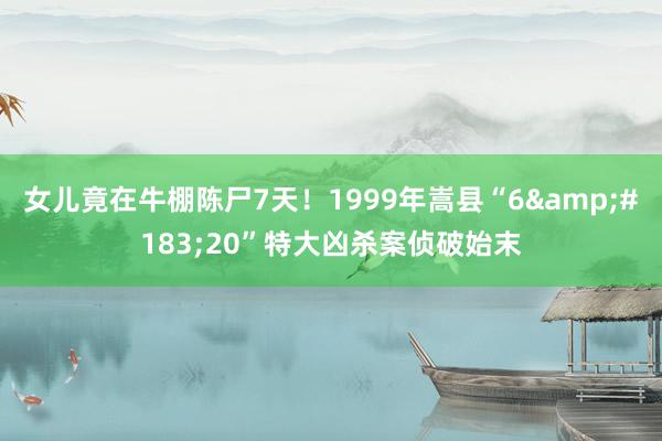 女儿竟在牛棚陈尸7天！1999年嵩县“6&#183;20”特大凶杀案侦破始末