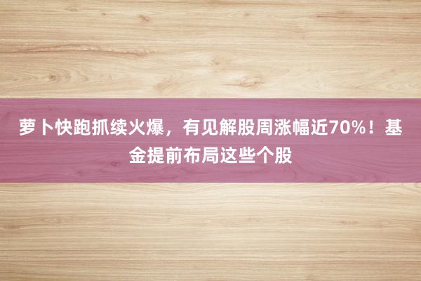 萝卜快跑抓续火爆，有见解股周涨幅近70%！基金提前布局这些个股