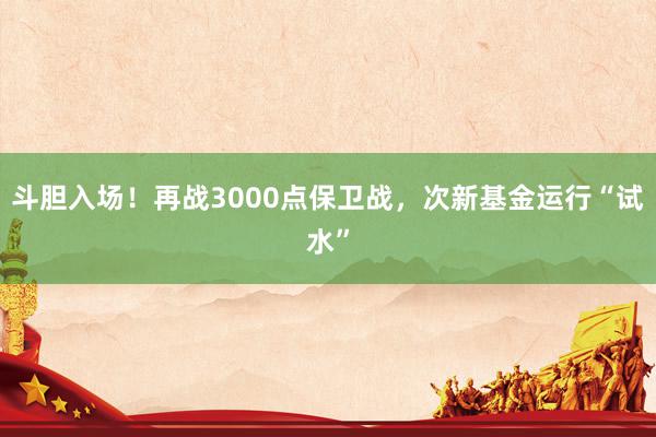 斗胆入场！再战3000点保卫战，次新基金运行“试水”