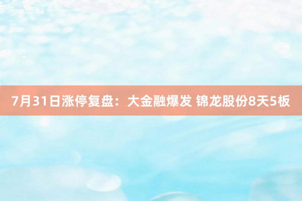 7月31日涨停复盘：大金融爆发 锦龙股份8天5板