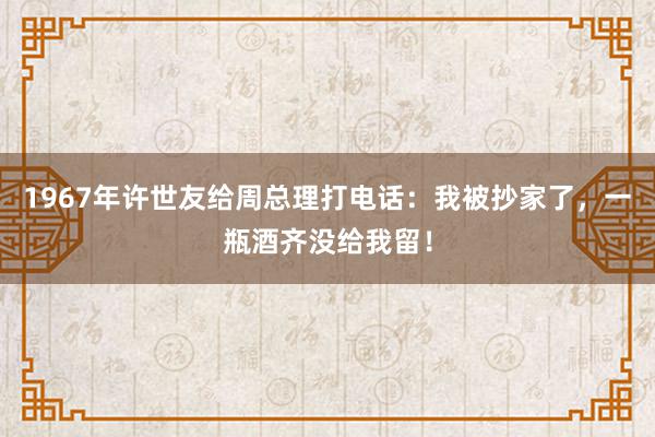 1967年许世友给周总理打电话：我被抄家了，一瓶酒齐没给我留！