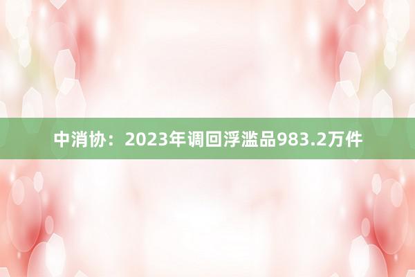 中消协：2023年调回浮滥品983.2万件