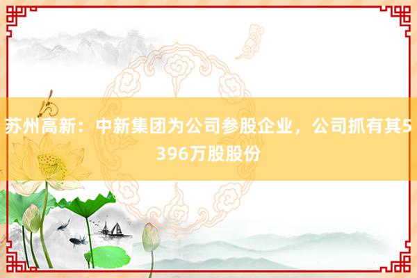 苏州高新：中新集团为公司参股企业，公司抓有其5396万股股份